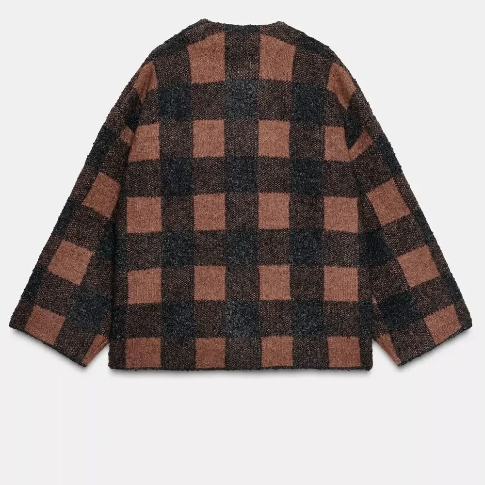ZARA PLAID JACKET CARDIGAN - Picture 2 of 7